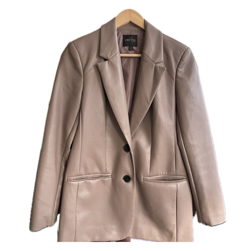 Faux Leather Caramel Blazer
